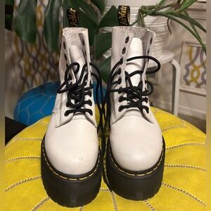 Dr. Martens White Leather Pascal 1460 Platform Boots